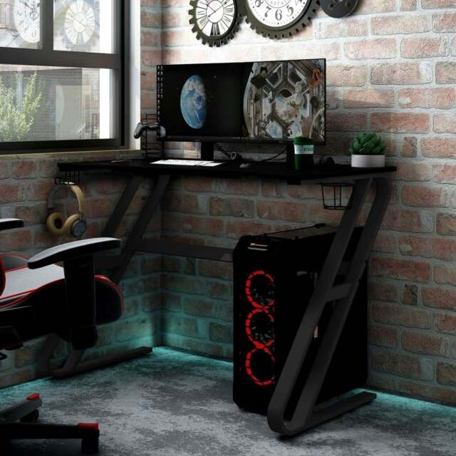 Rackhams Gaming Desk with ZZ Shape Legs Black 110x60x75 cm