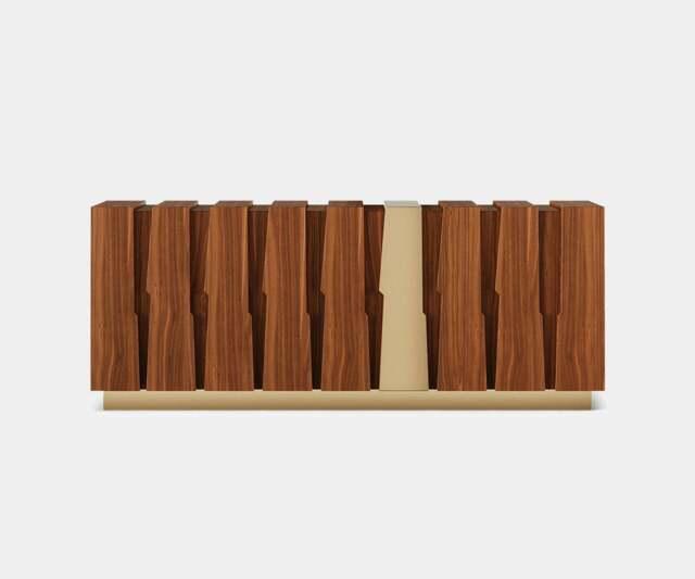 Rackhams Elm Sideboard: Nature's Majesty in Walnut Veneer and Aged Brass - image 1