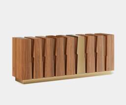 Rackhams Elm Sideboard: Nature's Majesty in Walnut Veneer and Aged Brass - thumbnail 2