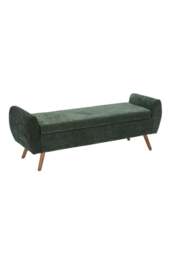 Rackhams Chenille Upholstered Storage Bench - Green - One Size - thumbnail 2