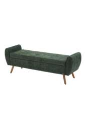 Rackhams Chenille Upholstered Storage Bench - Green - One Size