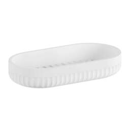 "Rackhams Freestanding White Soap Dish 17.8 x 9.5cm (7"" x 3.7"") Wave Style Polyresin Soap Tray for Bath Sink Shower Bathroom" - thumbnail 1