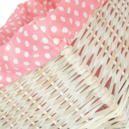Rackhams Pink Spotty Lined Wicker Storage Basket - Small - thumbnail 6