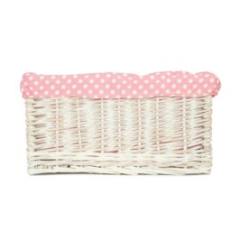 Rackhams Pink Spotty Lined Wicker Storage Basket - Small - thumbnail 5