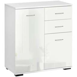 Rackhams Sideboard, Modern Storage Cabinet with 2 Drawers, 2 Doors and Adjustable Shelf, Kitchen Cabinet for Living Room, Dining Room, High Gloss White - thumbnail 1