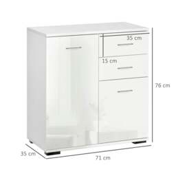 Rackhams Sideboard, Modern Storage Cabinet with 2 Drawers, 2 Doors and Adjustable Shelf, Kitchen Cabinet for Living Room, Dining Room, High Gloss White - thumbnail 3