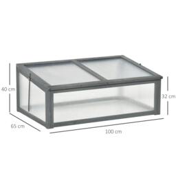 Rackhams Wooden Cold Frame, Small Polycarbonate Greenhouse for Plants with Openable & Tilted Top Cover, Grey, 100 x 65 x 40cm - thumbnail 3