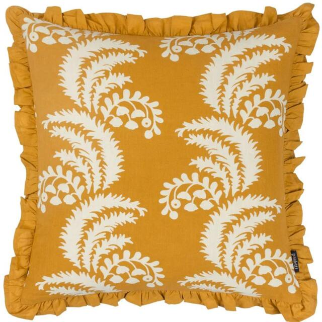 Rackhams Montrose Pleated Floral Cushion Cover - Ochre - 50cm x 50cm - Ochre - 100% Cotton - image 1
