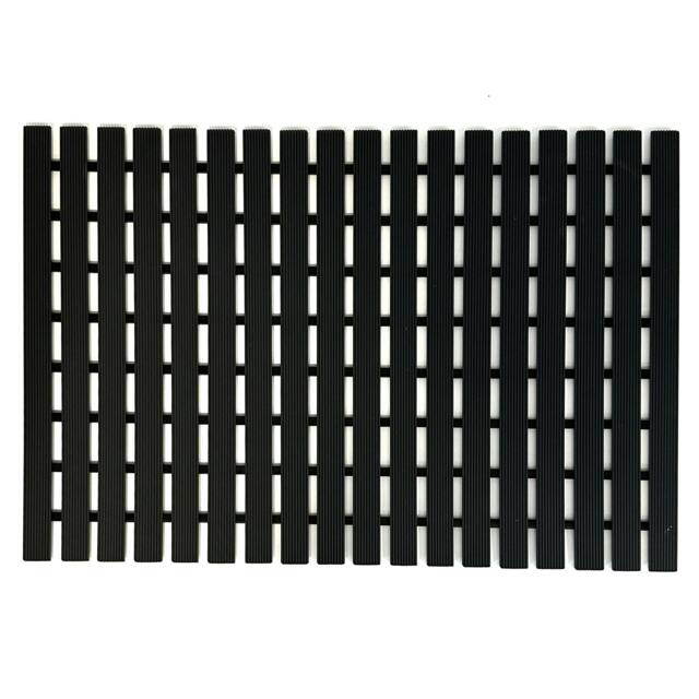 Rackhams Non-Slip PVC Duckboard Shower Mat - Vertical Slats - 43cm x 64cm - Black