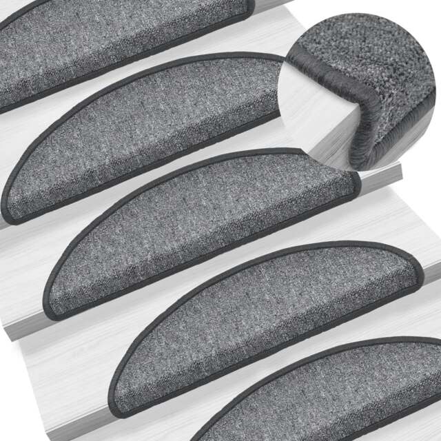 Rackhams Stair Mats 10 pcs 56x17x3 cm Dark Grey - image 1