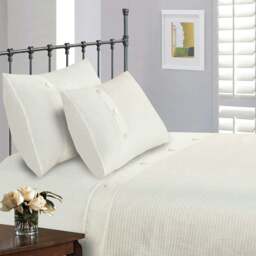 Rackhams Waffle Button Duvet Cover & Pillowcase Set - White - Super King - thumbnail 1