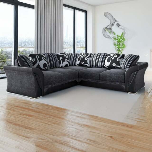 Rackhams Lisbon Mixed Black and Grey 5 Seater Corner Sofa - image 1
