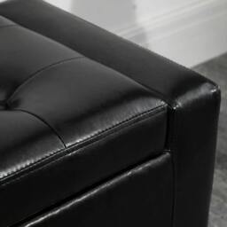 Rackhams PU Leather Storage Ottoman Bench Storage Chest Tufted Ottoman Cube w/ Flipping Top 92L x 40W x 40H cm Black - thumbnail 5
