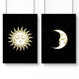 Rackhams Large print for living room - Set of 2 Sun and Moon wall art - A4 8.27 x 11.69 in / 21 x 29.7 cm - White Frame - thumbnail 6