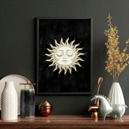 Rackhams Large print for living room - Set of 2 Sun and Moon wall art - A4 8.27 x 11.69 in / 21 x 29.7 cm - White Frame - thumbnail 4