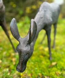 Rackhams Large Stag and Doe Deer Garden Sculptures Cast Aluminium with Aged Finish - Cast Aluminum - Bronze - Sculpture - thumbnail 2