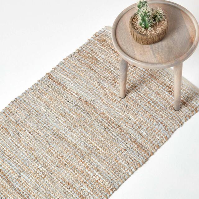 Rackhams Madras Leather Hemp Rug - Natural - 66 x 200 cm - image 1