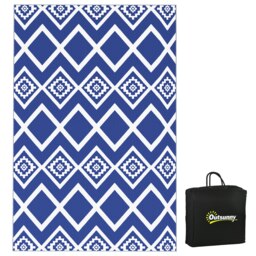 Rackhams Reversible Waterproof Outdoor Rug W/ Carry Bag, 182 x 274cm, Blue - thumbnail 2