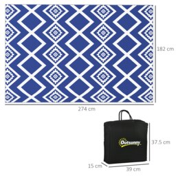 Rackhams Reversible Waterproof Outdoor Rug W/ Carry Bag, 182 x 274cm, Blue - thumbnail 5