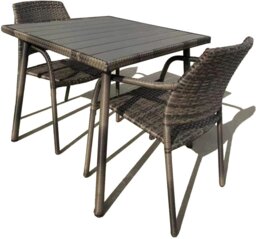Rackhams Outdoor Rattan Wicker Garden Furniture Dining Set with Stackable Rattan Chairs, Weatherproof Wicker Rattan Furniture Set - 120L x 84W x 74H+4 Chair - 5 - Rectangular Table - thumbnail 5