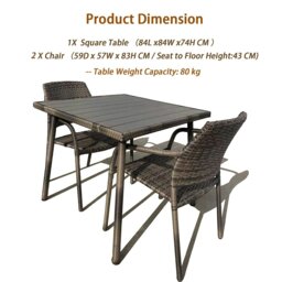 Rackhams Outdoor Rattan Wicker Garden Furniture Dining Set with Stackable Rattan Chairs, Weatherproof Wicker Rattan Furniture Set - 120L x 84W x 74H+4 Chair - 5 - Rectangular Table - thumbnail 3