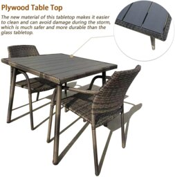 Rackhams Outdoor Rattan Wicker Garden Furniture Dining Set with Stackable Rattan Chairs, Weatherproof Wicker Rattan Furniture Set - 120L x 84W x 74H+4 Chair - 5 - Rectangular Table - thumbnail 4
