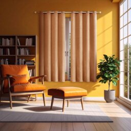 Rackhams Orange Lined Blackout Eyelet Curtains - 46 x 63 Inch Drop - 2 Panel - thumbnail 6