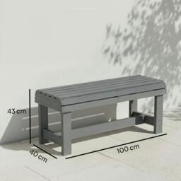 Rackhams Wooden Garden Bench, 2 Seater Slatted Outdoor Bench - Grey Embossed Finish - thumbnail 3