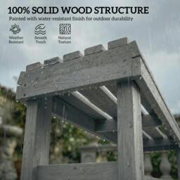Rackhams Wooden Garden Bench, 2 Seater Slatted Outdoor Bench - Grey Embossed Finish - thumbnail 4