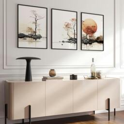 Rackhams Living Room Wall Decor - Set of 3 Asian Inspired Wall art Prints - A2 16.54 x 23.39 in / 42 x 59.4 cm - Satin Photo paper 280 gsm - White Frame - thumbnail 2
