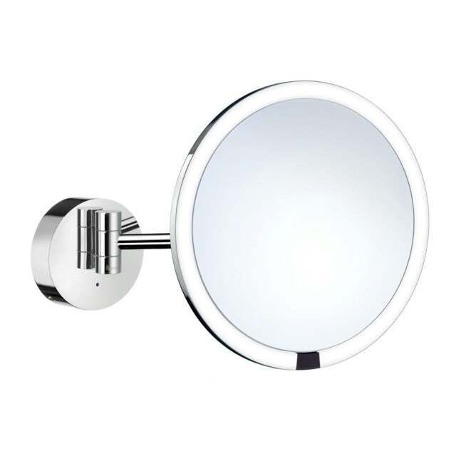 Rackhams Polished Chrome Sensor Activated LED Mirror - Wall Mounted Extendable Swing Arm 7x Magnification Bathroom Makeup or Shaving - image 1