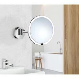 Rackhams Polished Chrome Sensor Activated LED Mirror - Wall Mounted Extendable Swing Arm 7x Magnification Bathroom Makeup or Shaving - thumbnail 2