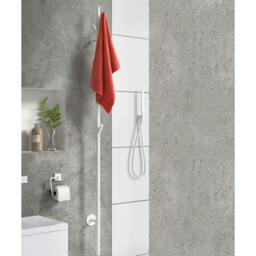 Rackhams Matt White Electric Heated Tree Towel Hook Warmer (W)120mm x (H)1720mm Stainless Steel Wall Mounted Bathroom Hanger Peg - thumbnail 2