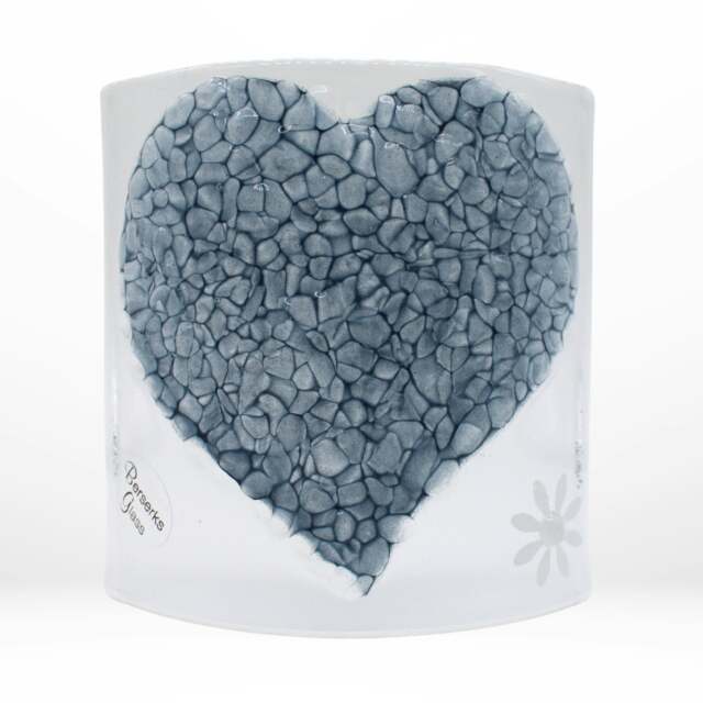 Rackhams Glass Curve – Heart Shape in Grey (Handmade Decorative Ornament)