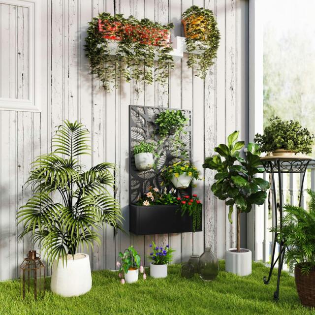 Rackhams Metal Raised Garden Bed with Trellis, Outdoor Elevated Planter Box - image 1