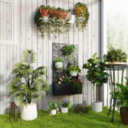 Rackhams Metal Raised Garden Bed with Trellis, Outdoor Elevated Planter Box - thumbnail 1