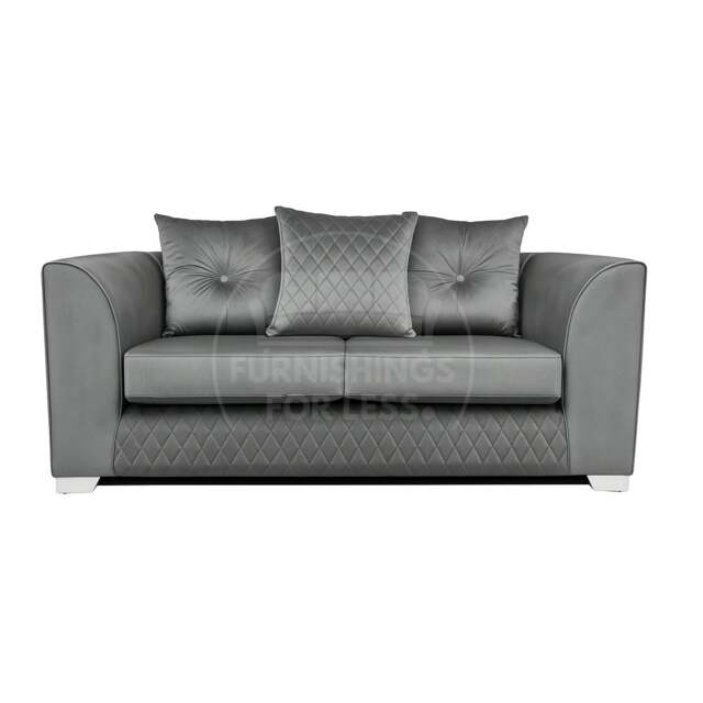 Rackhams Victoria Plush Velvet 2 Seater Sofa - Grey - image 1