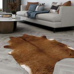 Rackhams Large Faux Hides Animal Print Warm Brown Rug - 155X190 cm - thumbnail 2