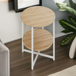 Rackhams Industrial 2 Tier Round Coffee Table For Living Room Natural - thumbnail 6