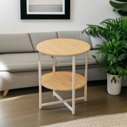 Rackhams Industrial 2 Tier Round Coffee Table For Living Room Natural - thumbnail 3
