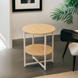 Rackhams Industrial 2 Tier Round Coffee Table For Living Room Natural - thumbnail 2