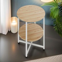 Rackhams Industrial 2 Tier Round Coffee Table For Living Room Natural - thumbnail 5
