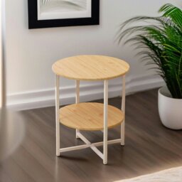 Rackhams Industrial 2 Tier Round Coffee Table For Living Room Natural