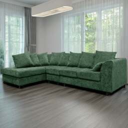 Rackhams Monaco Chenille Fabric 5 Seater L Shaped Corner Sofa - Green - Left Hand Facing