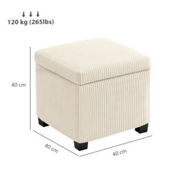 Rackhams 40 cm Ottoman Storage Box with Removable Lid, Foot Rest - Beige - 40W x 40D x 40H cm - 1 - thumbnail 3