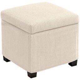 Rackhams 40 cm Ottoman Storage Box with Removable Lid, Foot Rest - Beige - 40W x 40D x 40H cm - 1 - thumbnail 2