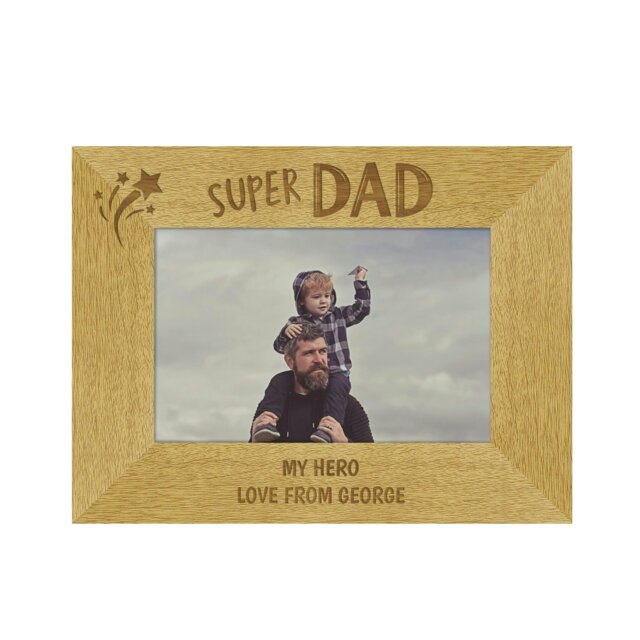 Rackhams Personalised Super Dad 6x4 Landscape Wooden Photo Frame - image 1