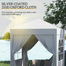 Rackhams 2 x 2 m Garden Pop Up Gazebo, Wedding Party Tent Marquee, Water Resistant Awning Canopy with Sidewalls, Windows, Carry Bag, White - thumbnail 4