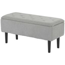 Rackhams 57L Storage Ottoman, End of Bed Bench with Wooden Legs, Fabric Footstool for Living Room, Bedroom, 95 x 38 x 45cm, Grey - thumbnail 1