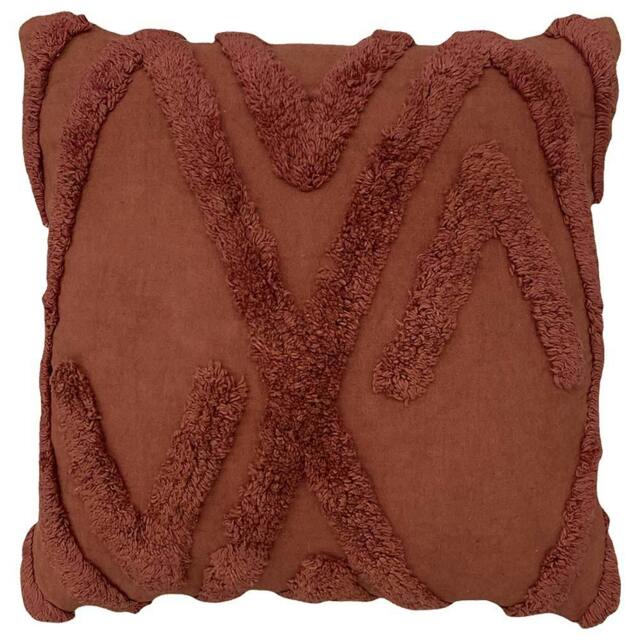 Rackhams Kamjo Tufted Geometric Cushion Cover - Red - One Size - Red - 100% Cotton - image 1